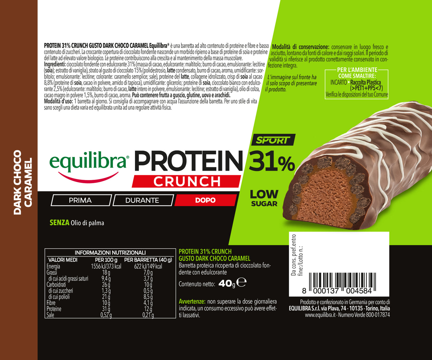 Barrette x 24 Protein 31% Low Sugar Crunch Dark Choco Caramel