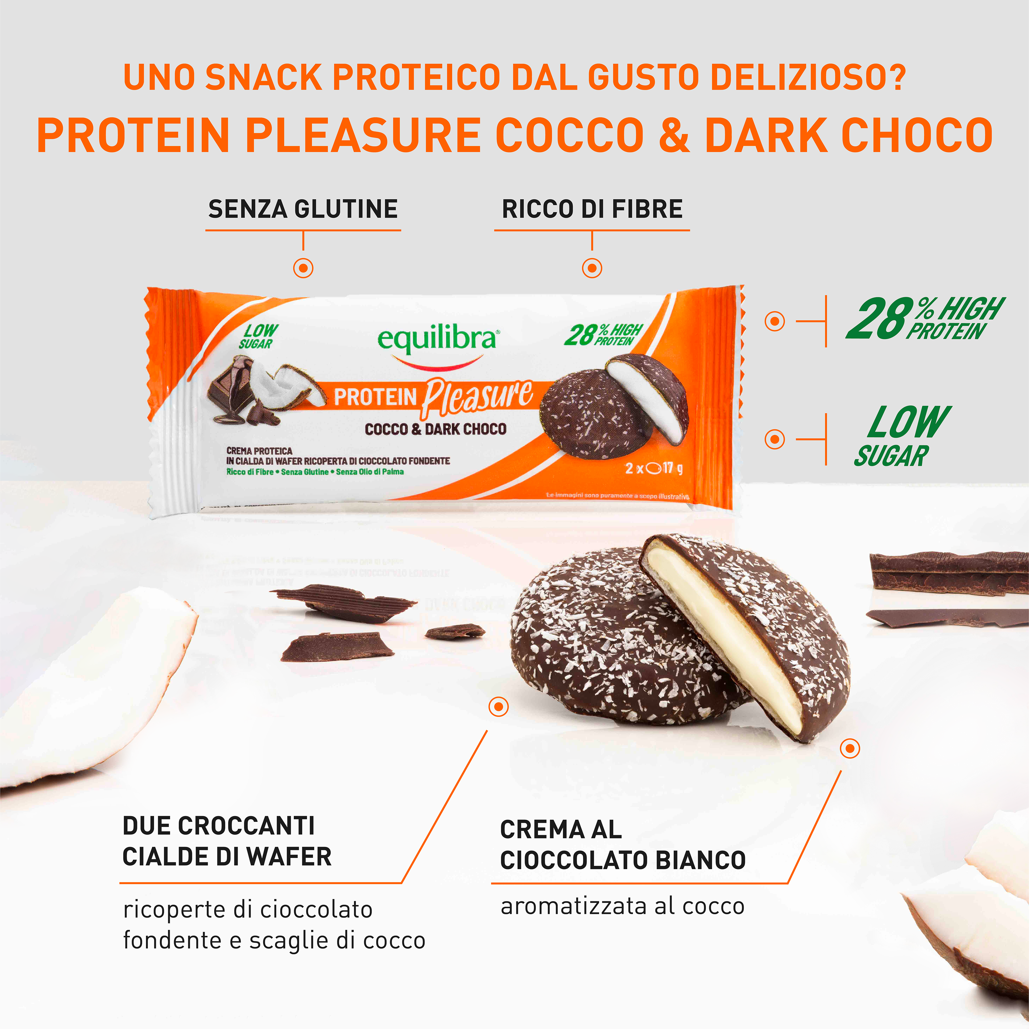 Protein Pleasure Doblone Cocco &amp; Cioccolato Fondente