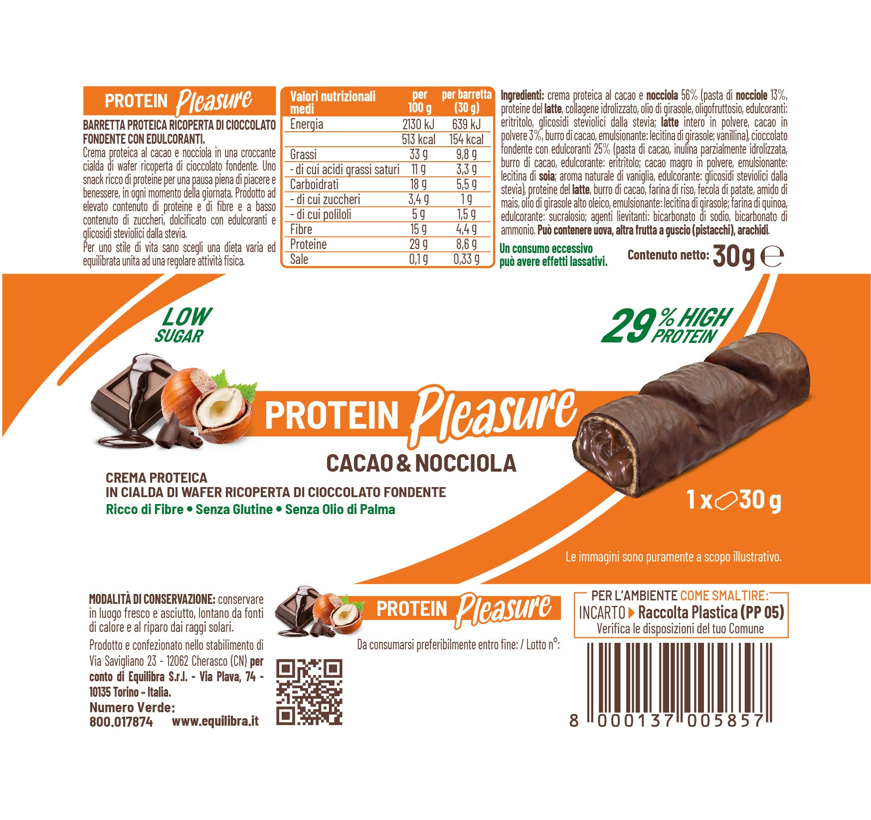 Barrette x 20 Protein Pleasure Crock Cacao &amp; Nocciola