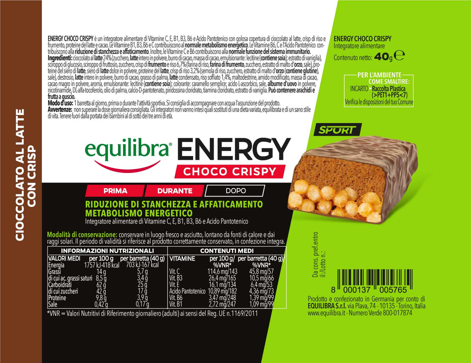 Barrette x 24 Energy Sport Choco Crispy