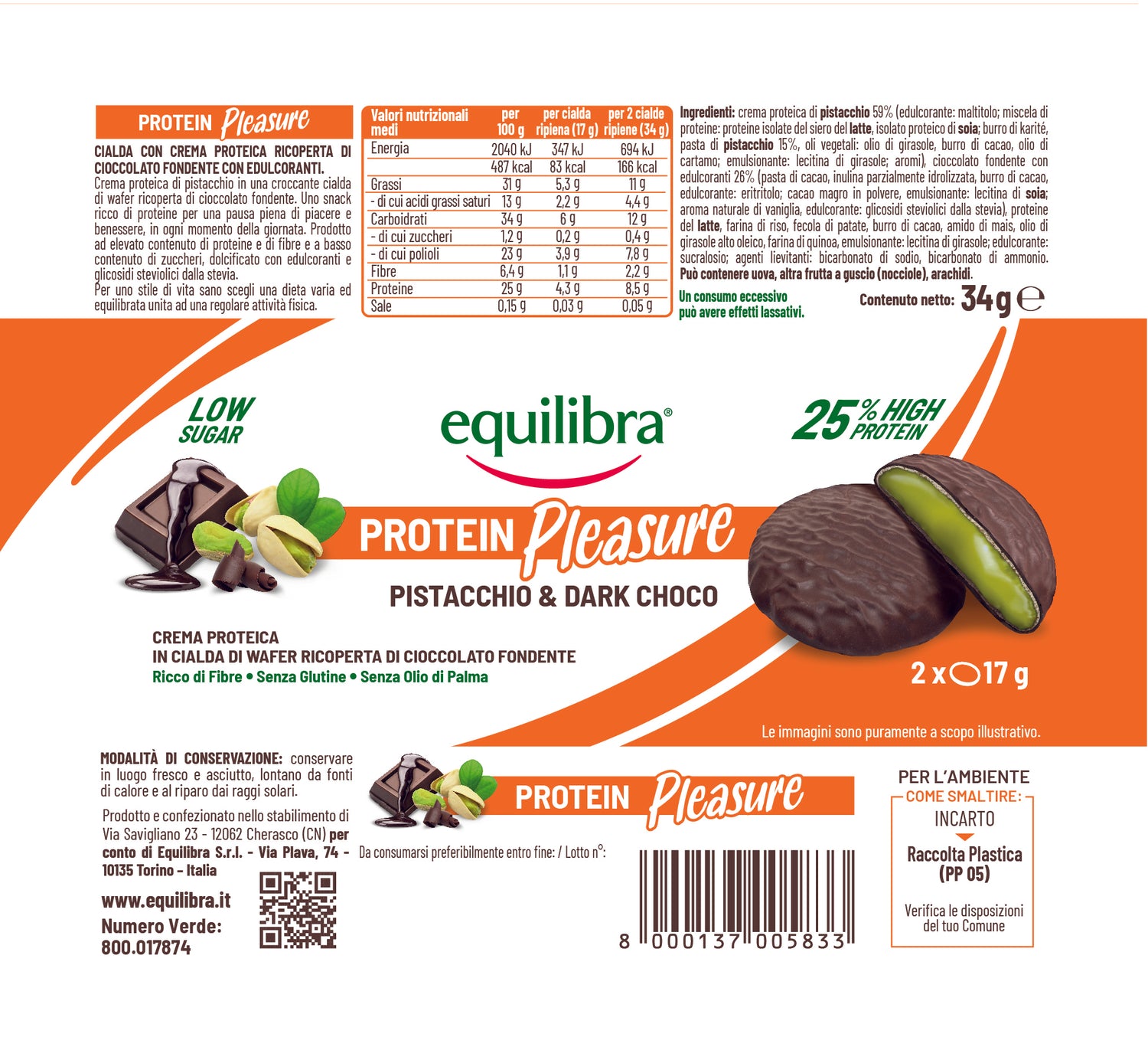 Barrette x 24 Protein Pleasure Dobloni Pistacchio &amp; Cioccolato Fondente