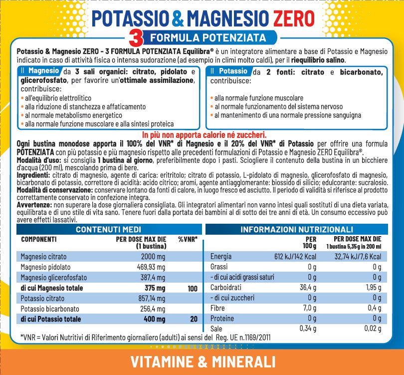 Potassio e Magnesio Zero 3 Formula Potenziata