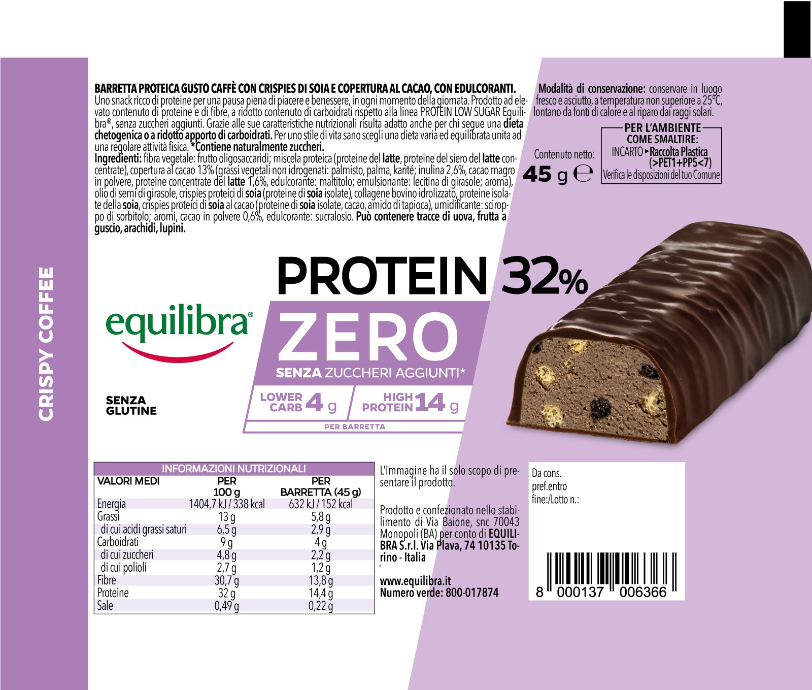 Barretta Protein 32% Zero Crispy Coffee