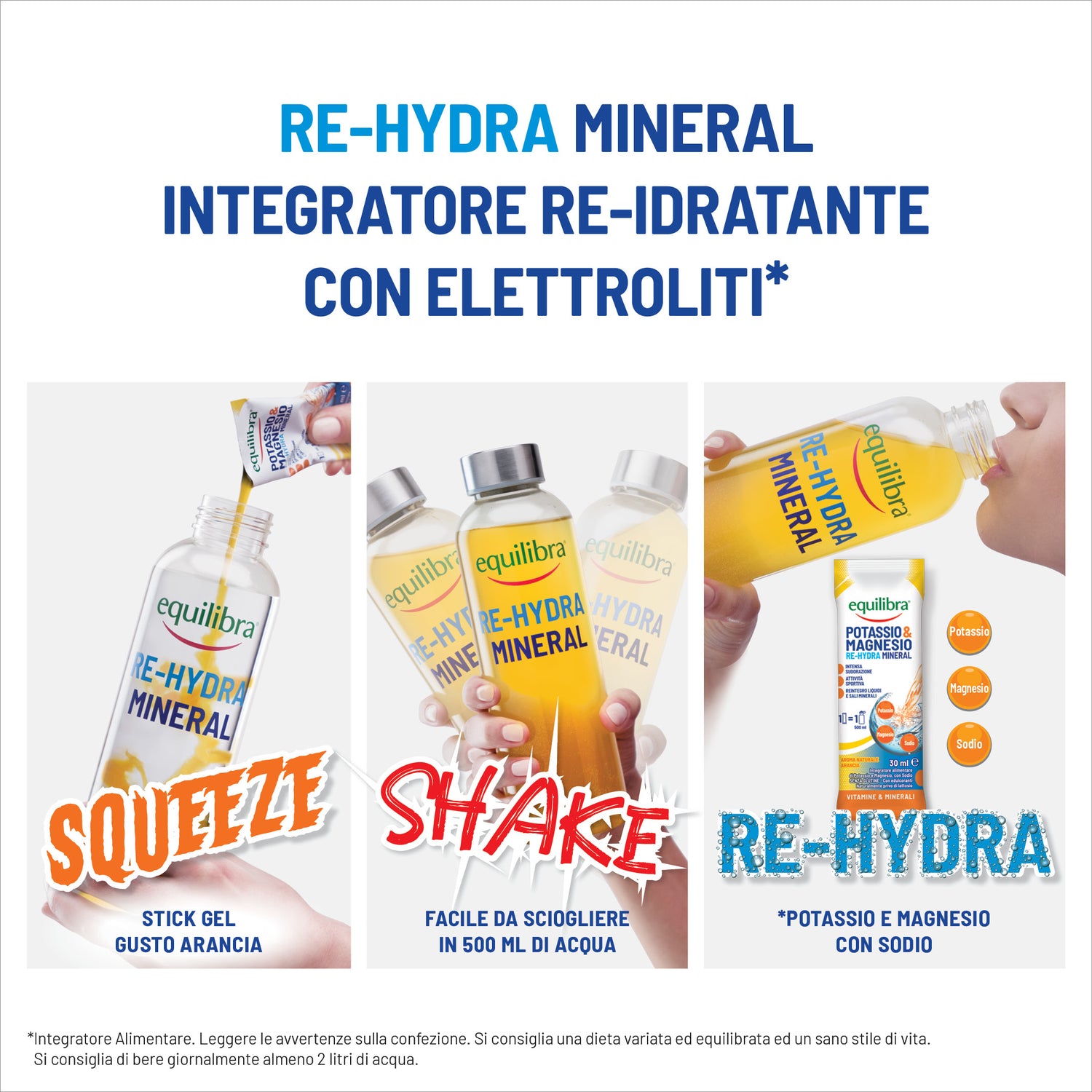 Potassio e Magnesio Re-Hydra Mineral Zero per il reintegro dei sali minerali