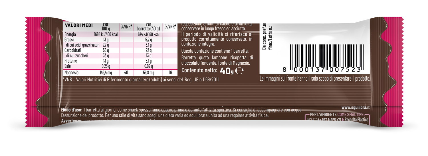 Barrette x 15 Energy Lampone e Cioccolato Fondente