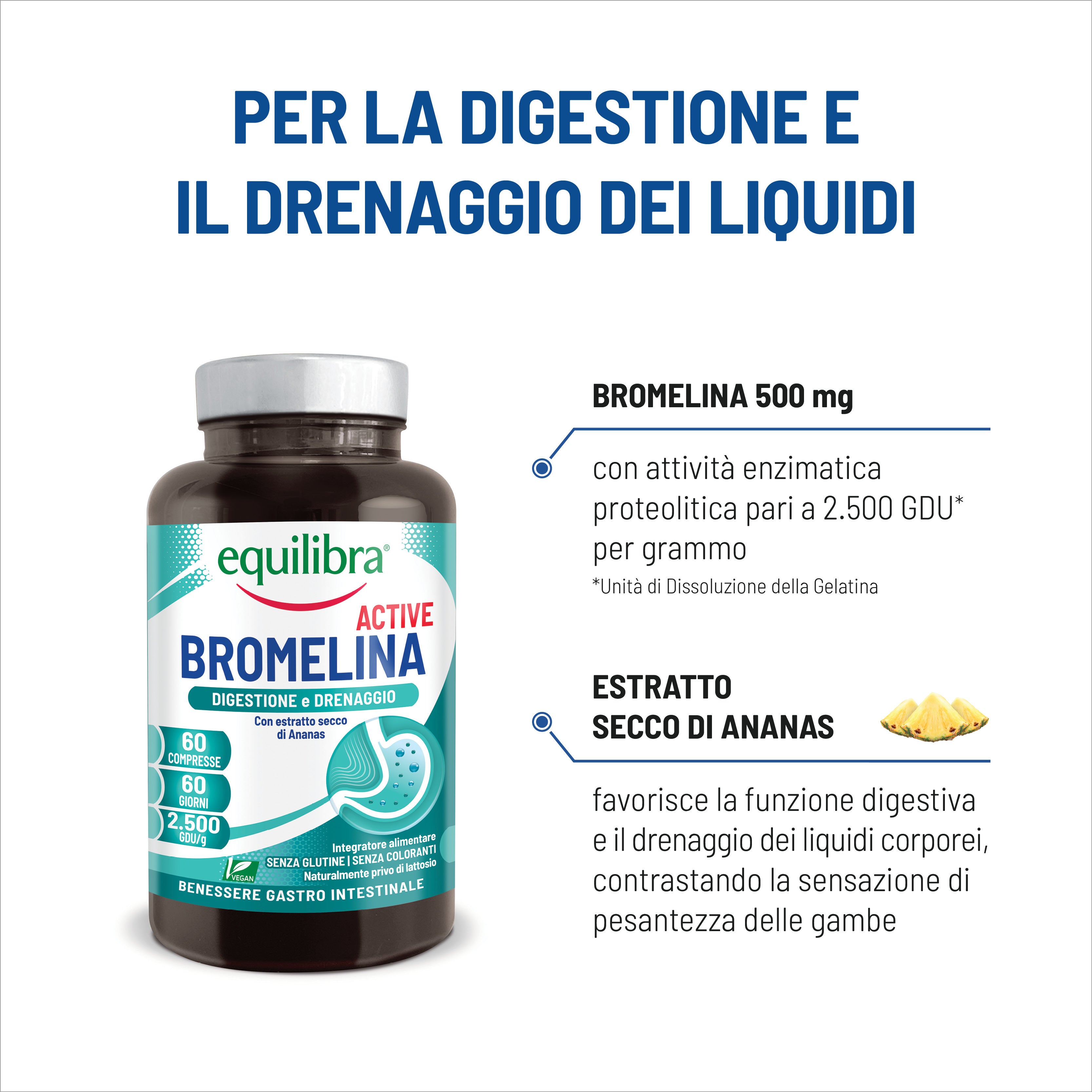 Integratore Bromelina Active per la digestione e il drenaggio