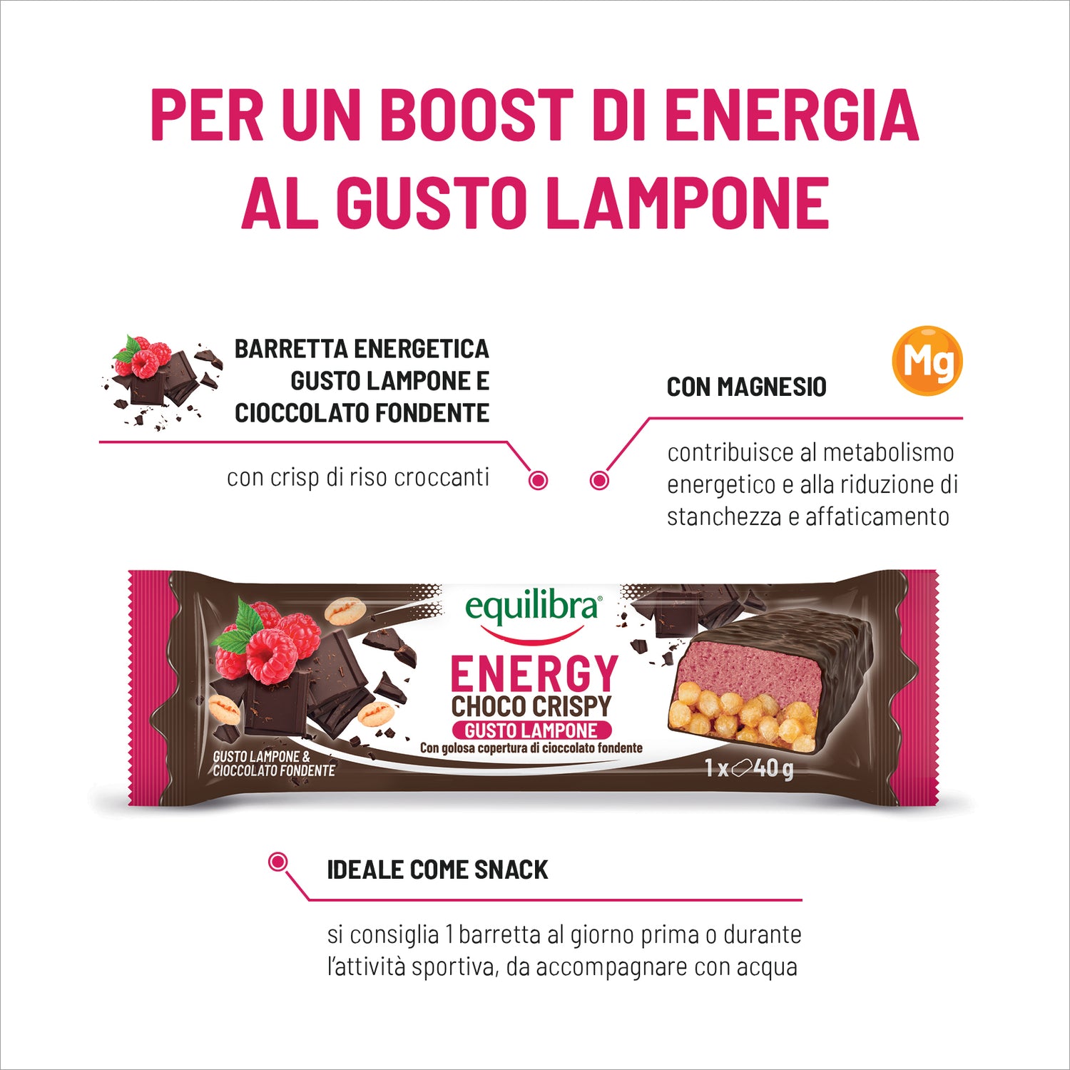 Barrette x 15 Energy Lampone e Cioccolato Fondente